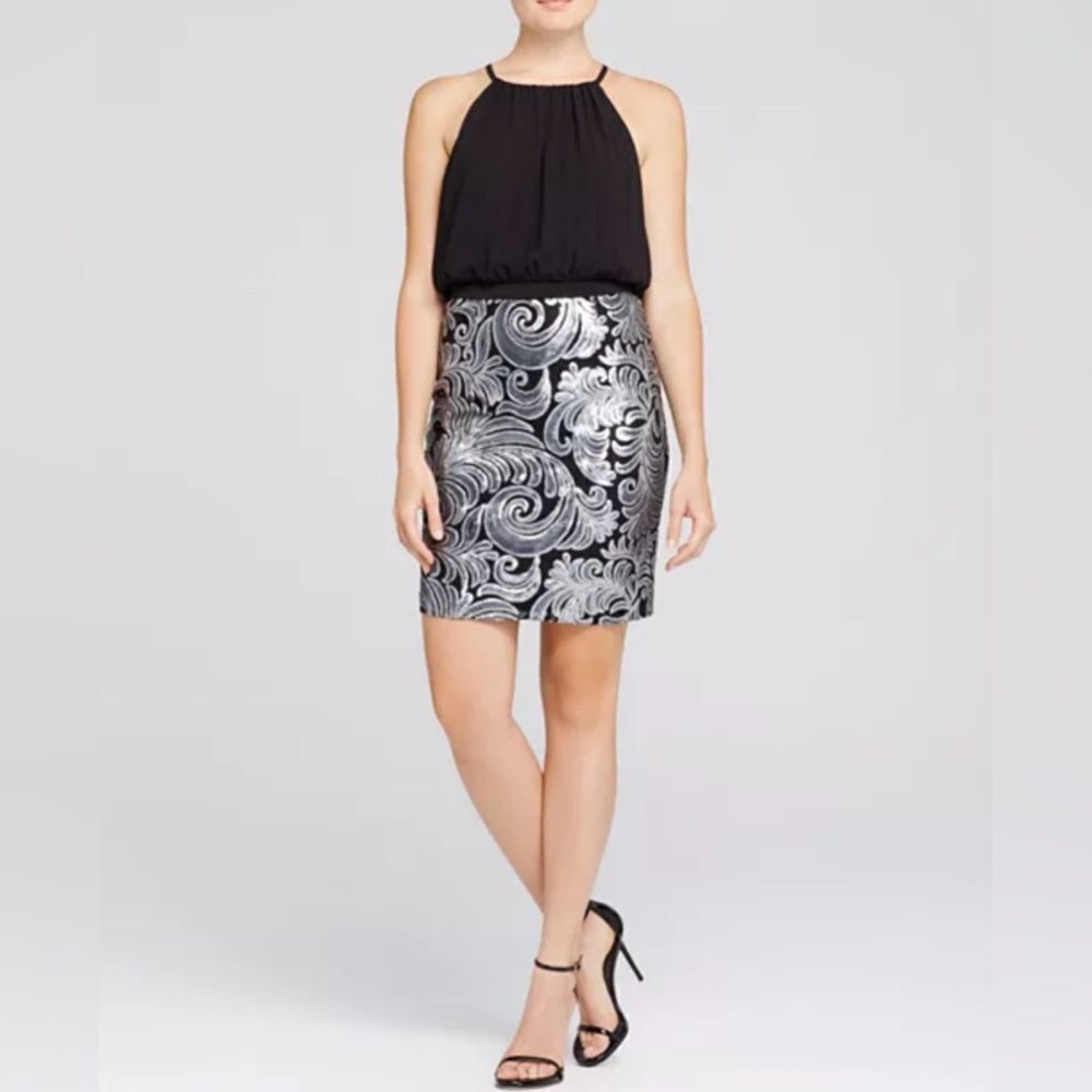 Laundry by Shelli Segal Sleeveless Bodice & Sequin Skirt Mini Dress Black 8 - Picture 3 of 13